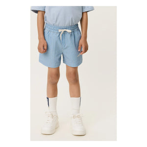 Les Deux - Stan Gestreifte Badeshorts | Hellblau
