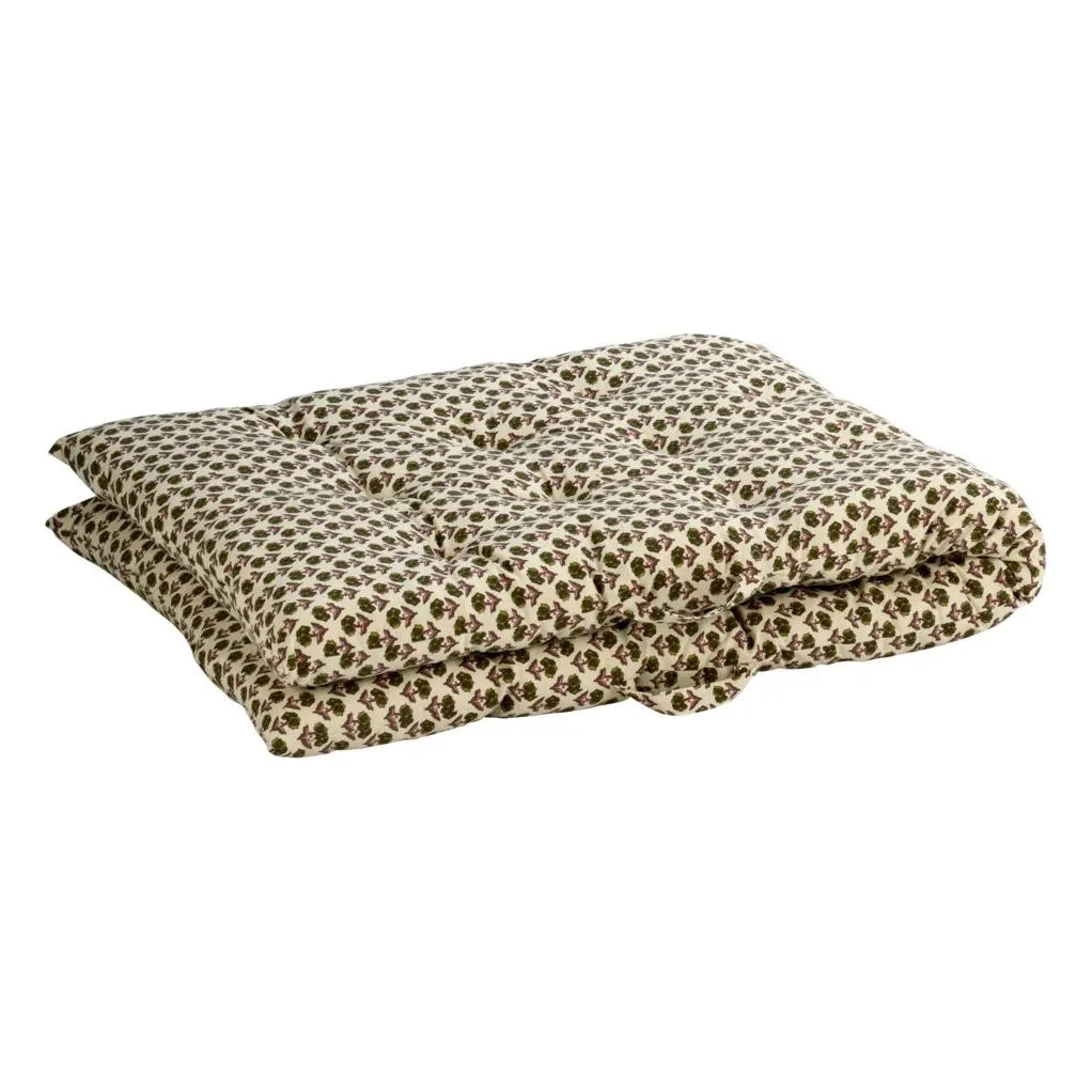 Madame Stoltz - Cotton floor mat with floral print | Cream