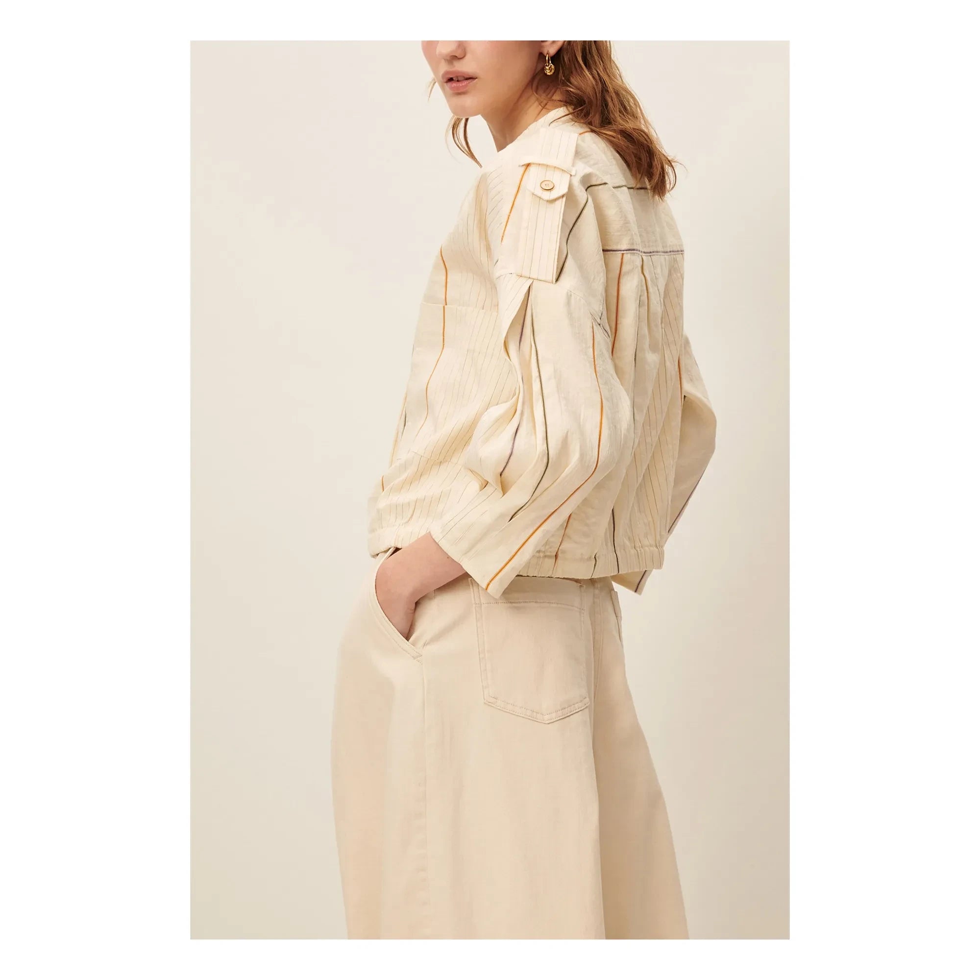 Sessùn - Calancas Jacke aus Baumwolle und Leinen | Creme
