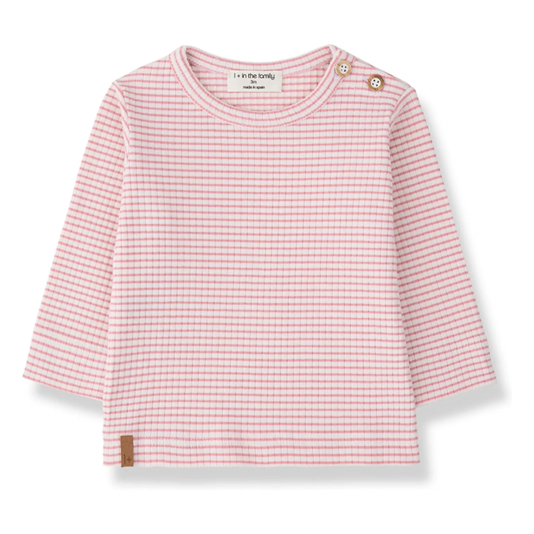 1+ in the Family - Perello Ribbed Striped T-Shirt | Powder Pink