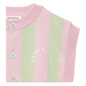 True Artist - Striped Organic Cotton Sleeveless Vest | Light Pink