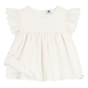 Petit Bateau - Broderie Anglaise Bluz Organik Pamuk | Ekru