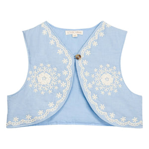 Louise Misha - Marisol Organic Cotton Embroidered Vest | Blue
