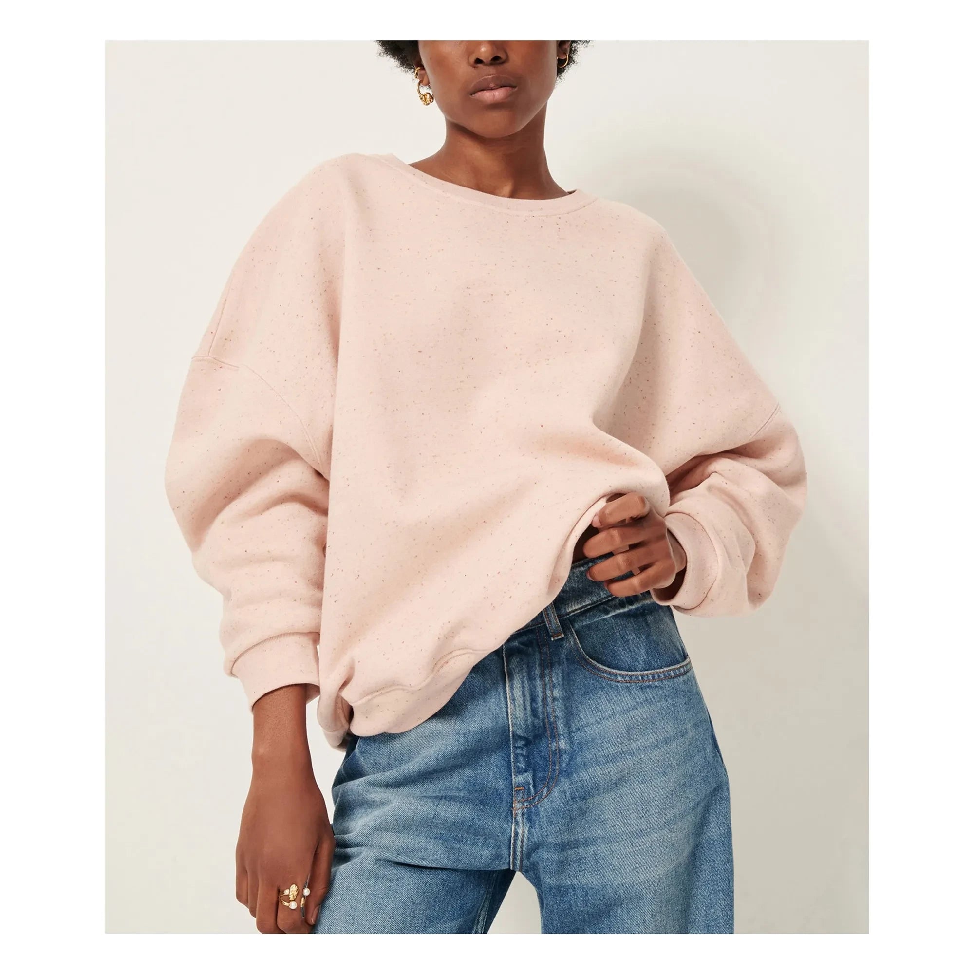 Sessùn - Chebbi Oversize Organik ve Geri Dönüştürülmüş Pamuk Sweatshirt | Marled pembe