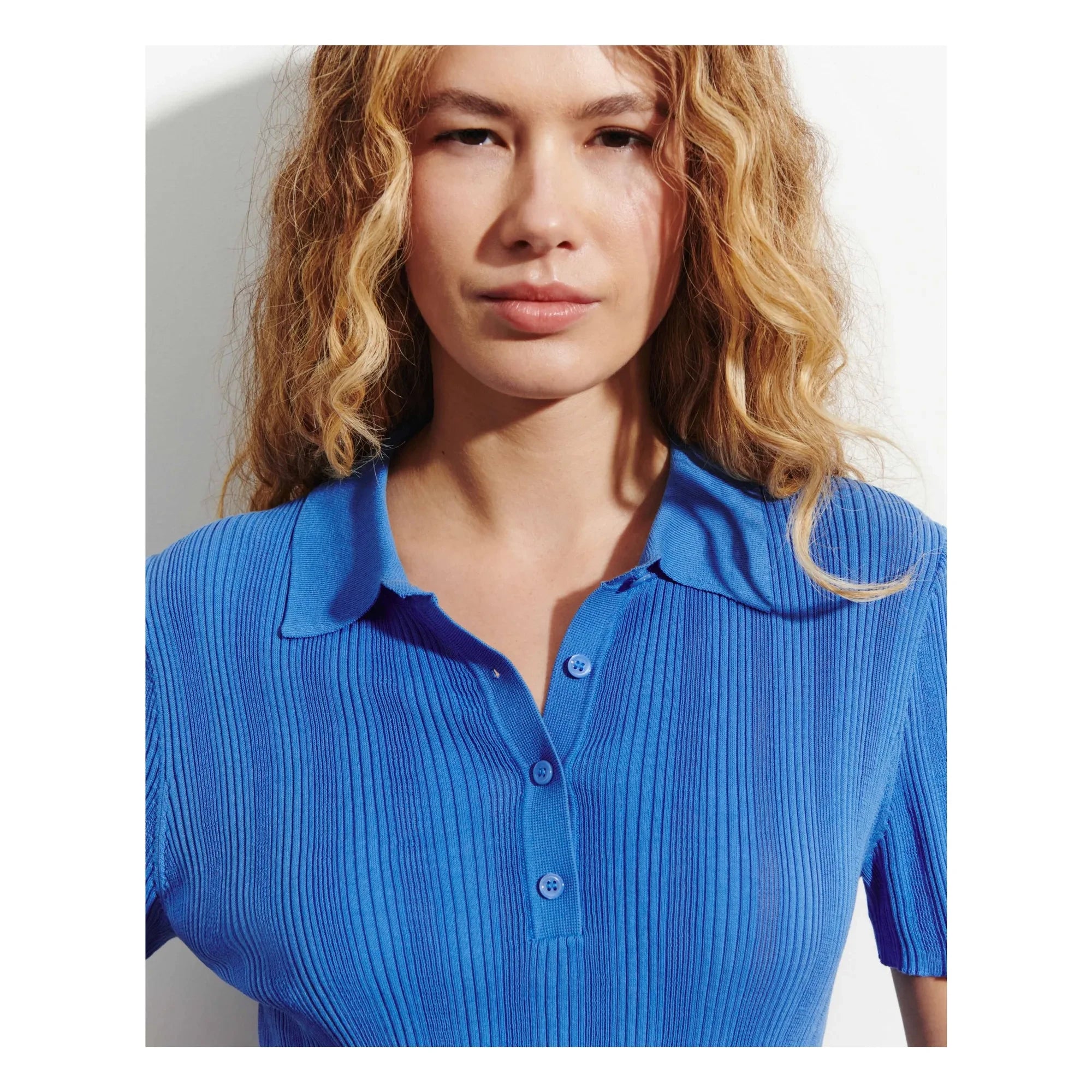 Bompard - Cotton Ribbed Polo T-Shirt | Blue