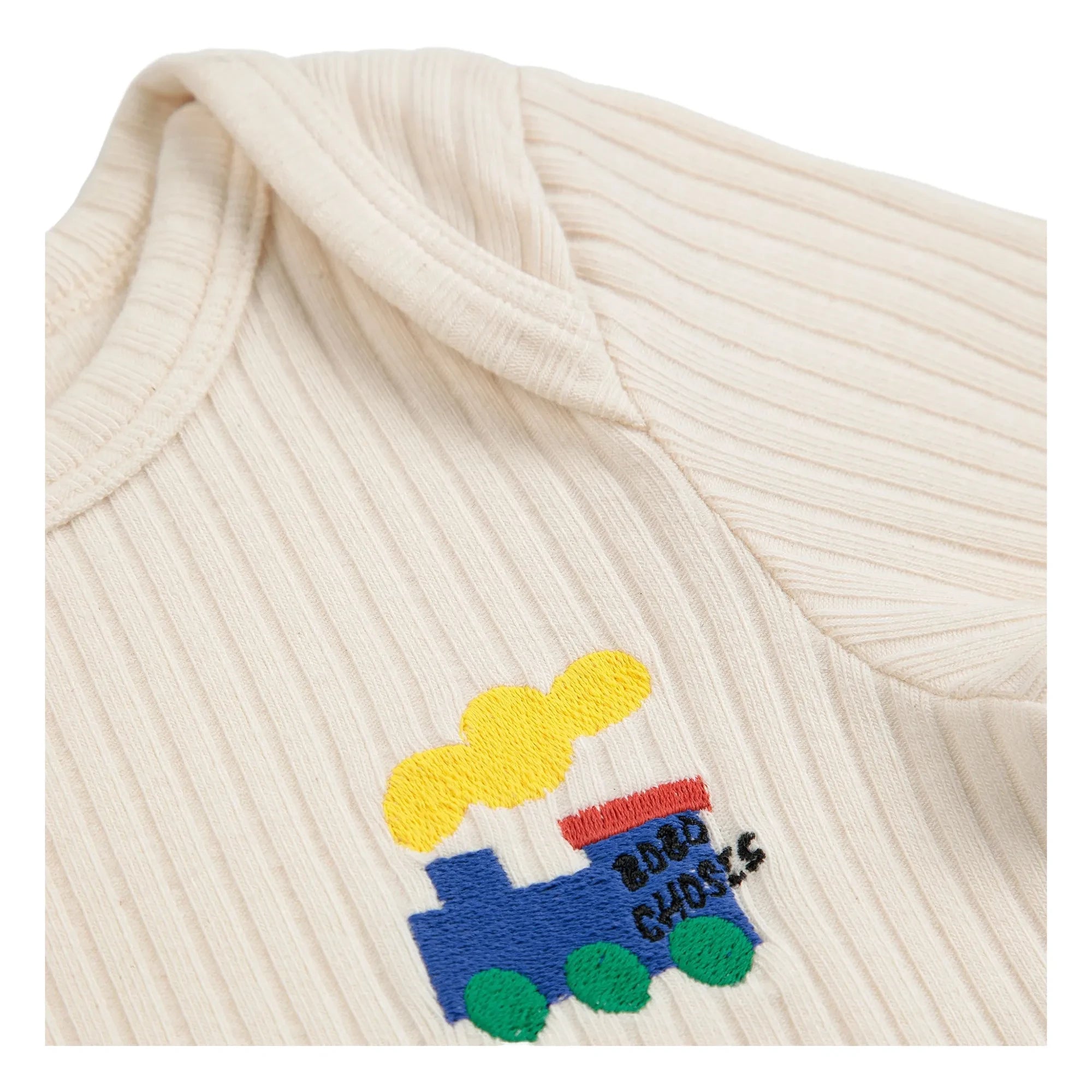 Bobo Choses - T-Shirt mit Rippenmuster und Zug aus Bio-Baumwolle | Ecru