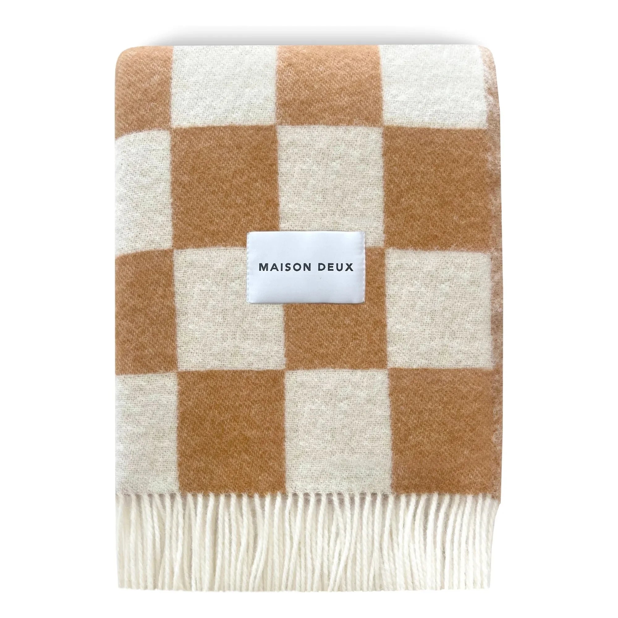 Maison Deux - Damier yün battaniye | Kırık beyaz