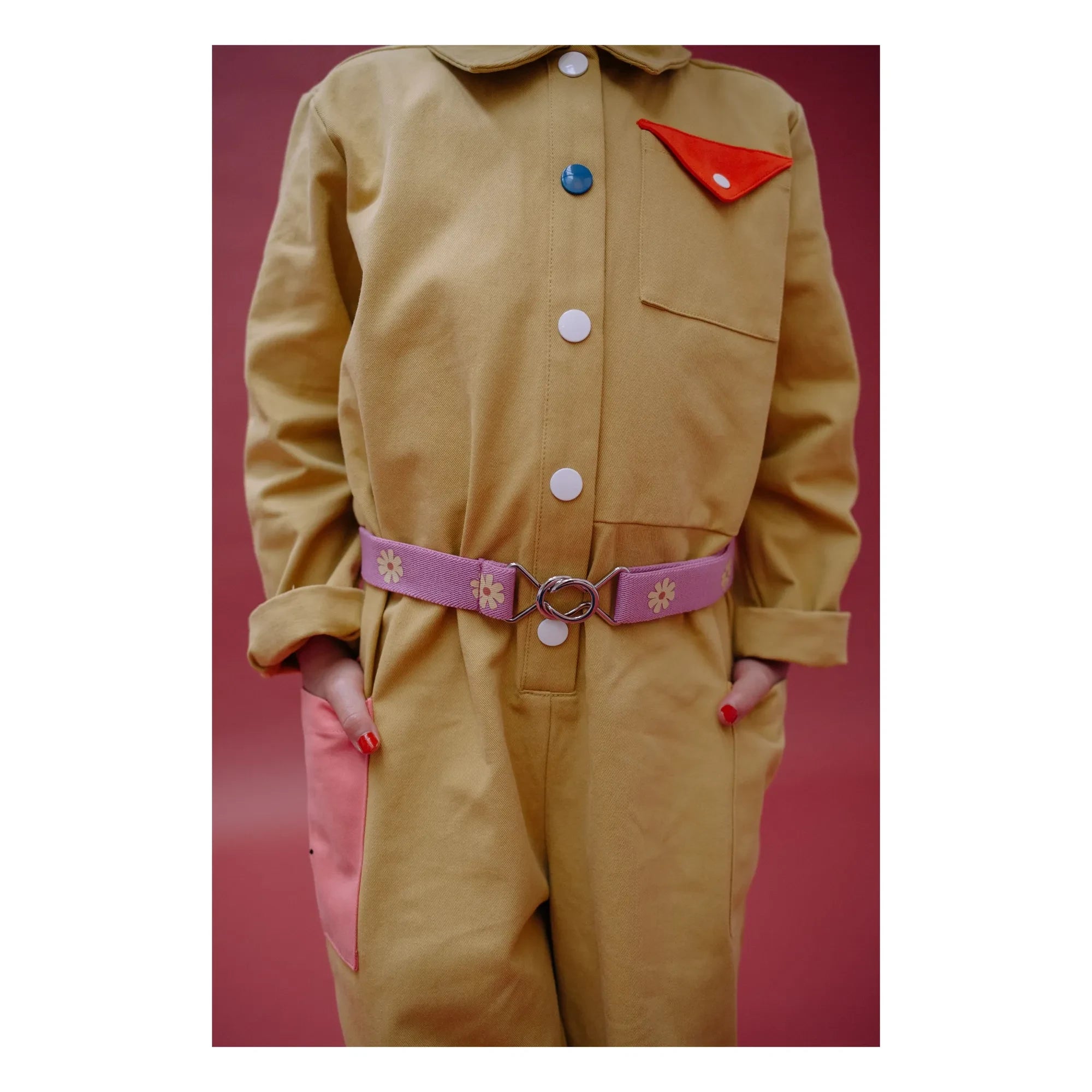 Sticky Lemon - Çiçek Desenli Elastik Kemer | Şeker Pembesi