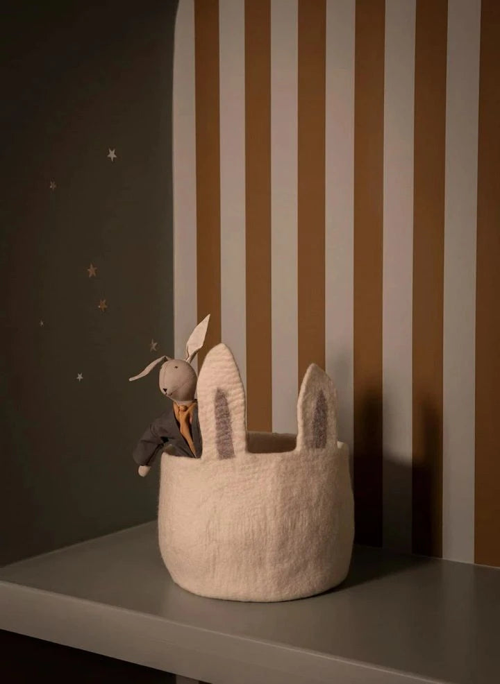Muskhane - Pasu Bunny Felt Storage Basket | Ecru