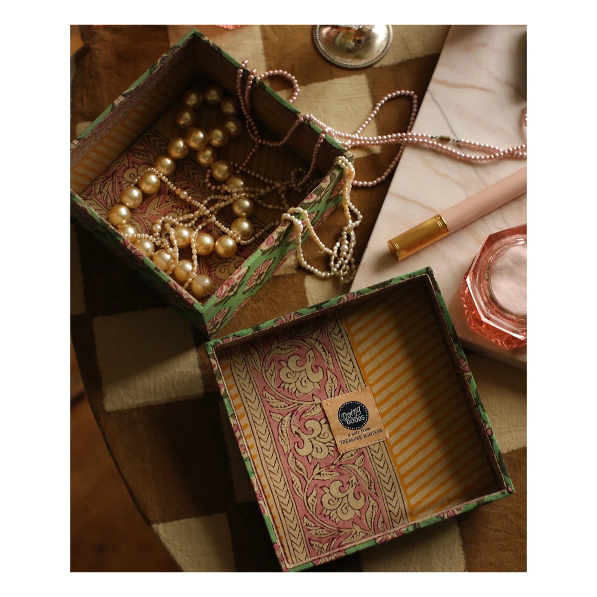 Doing Goods - Emma Wood ve Pamuk Kare Kutular - 2'li Set | Yeşil
