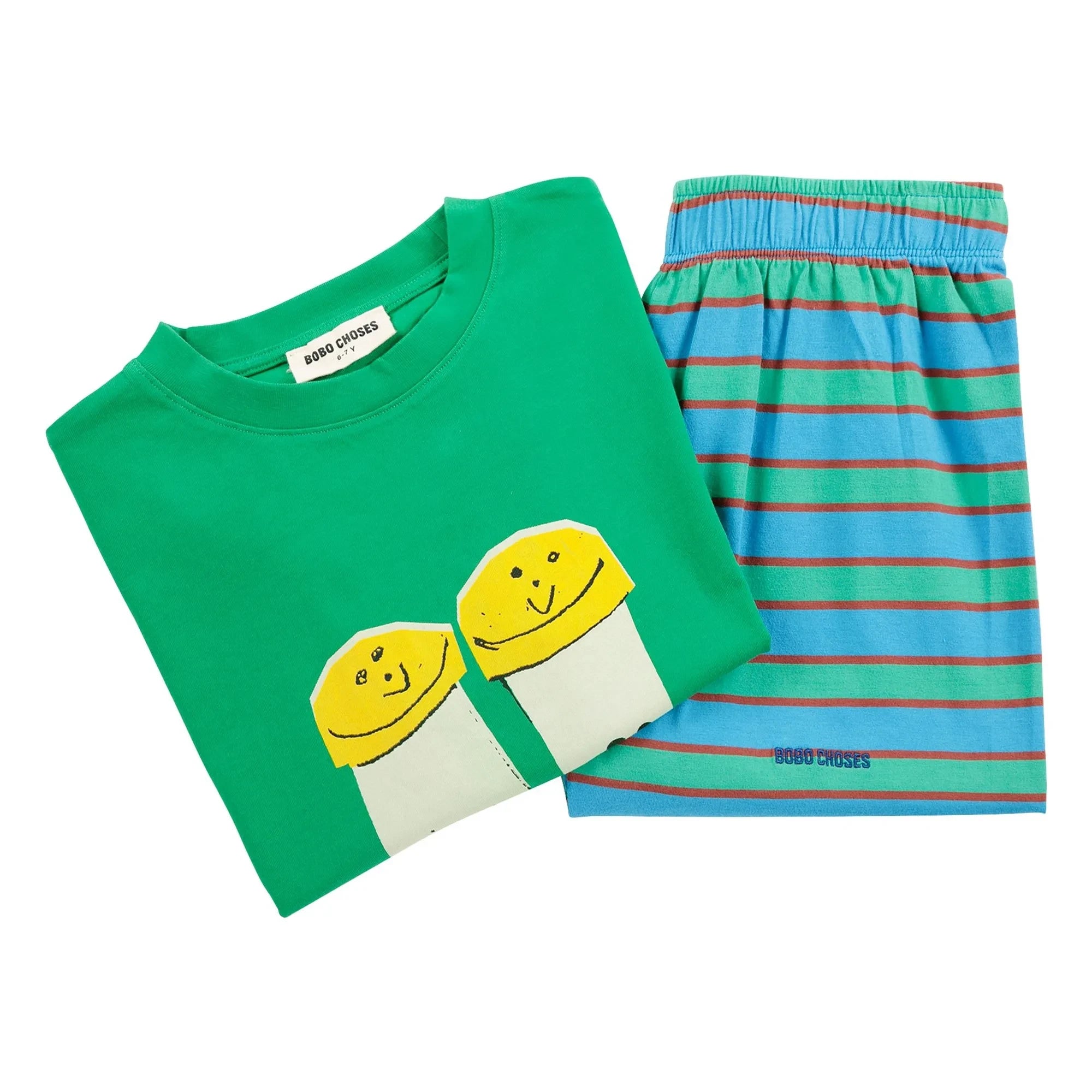 Bobo Choses - Salt and Pepper Organic Cotton T-Shirt and Shorts Set | Green