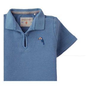 Gingersnaps - Timmy Embroidered Toucan Textured Polo Shirt | Blue