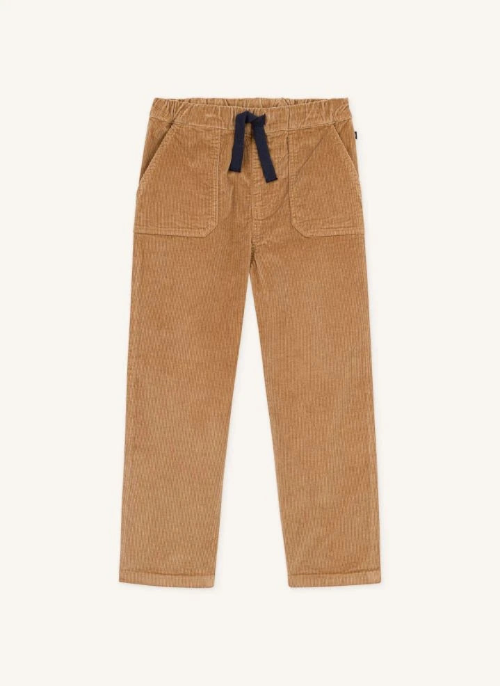 Petit Bateau - Kadife organik pamuk düz paça pantolon | Camel