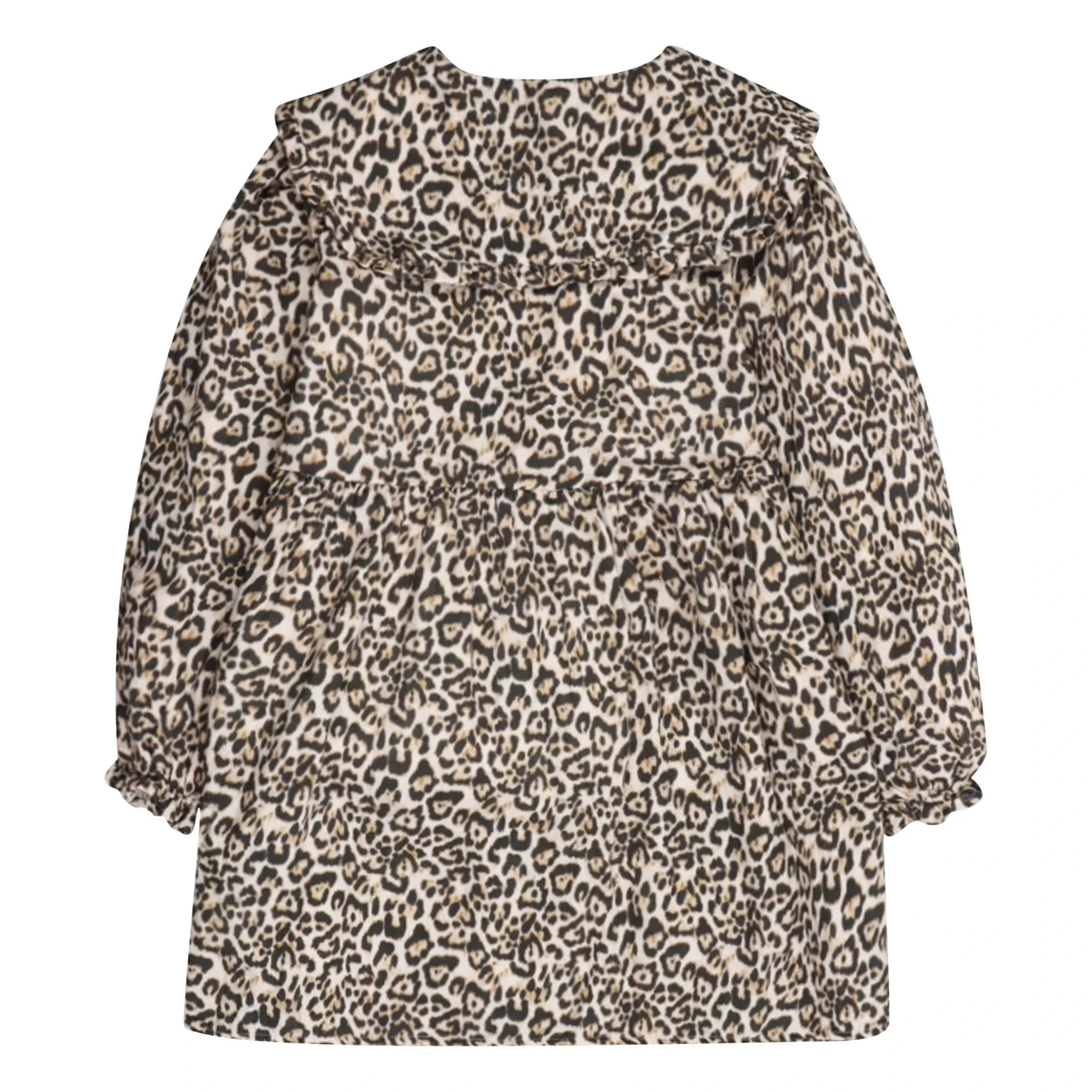 The New Society - Nelia Leopard Double Layer Muslin Dress | Beige