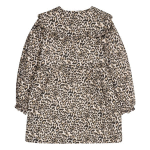 The New Society - Nelia Leopard Double Layer Muslin Dress | Beige