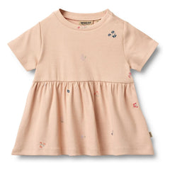 Wheat - Anna Flowers Jersey Elbise Organik Pamuk | Şeftali