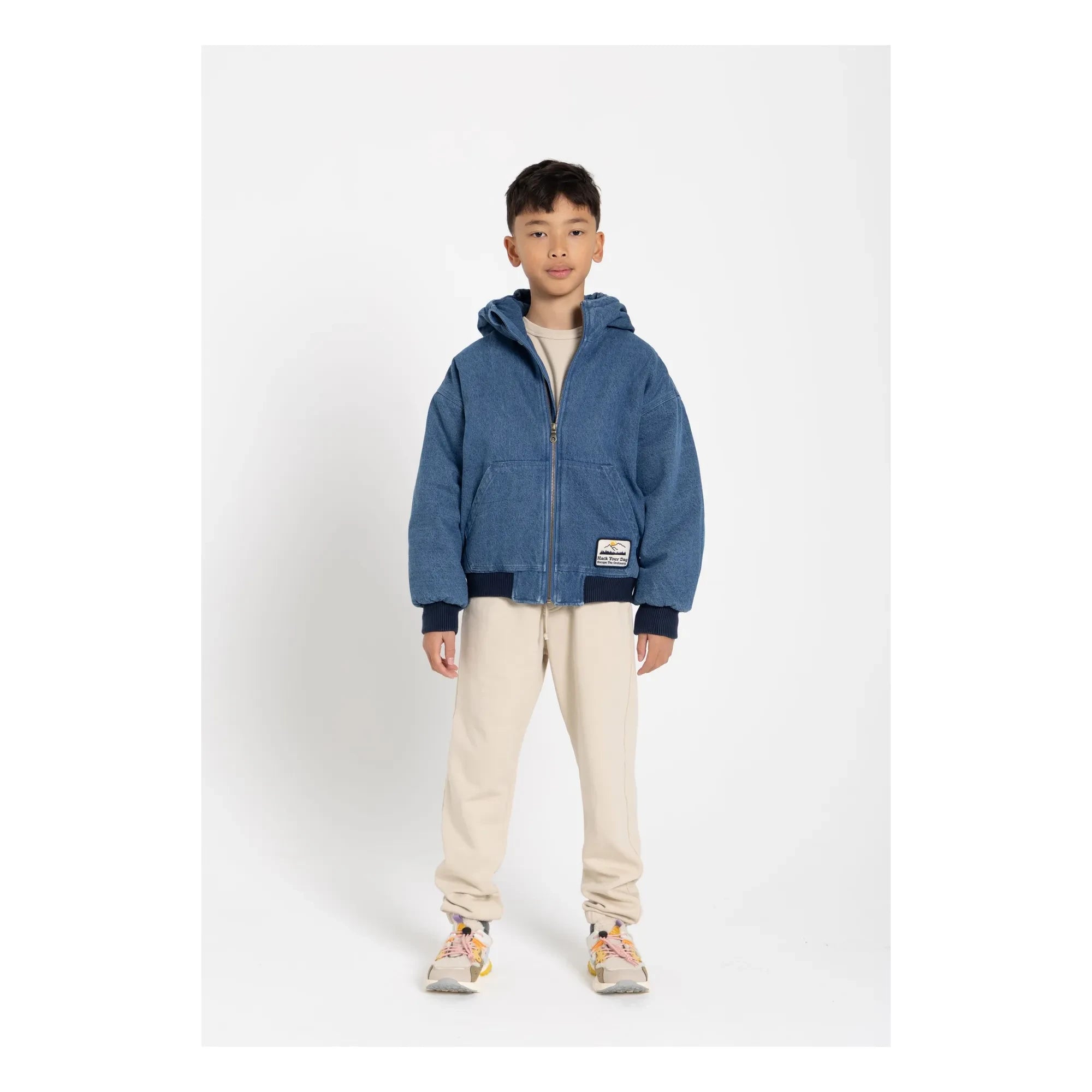 Hundred Pieces - Kapuzenjacke aus mattem Denim | Denim-Blau