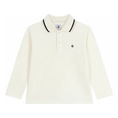Petit Bateau - Kontrast kenarlı organik pamuklu polo tişört | Ekru