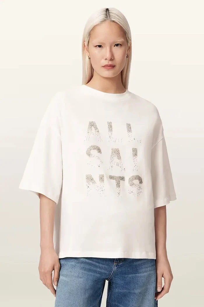 AllSaints kadın pamuklu bol kesim STACKS tişört