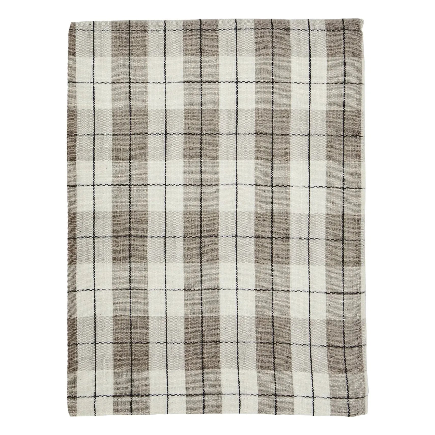 Madam Stoltz - Cotton Checked Tablecloth | Taupe Brown
