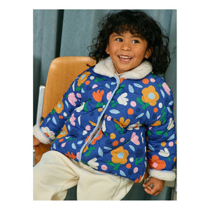 Petit Stella - Çift Taraflı Çiçek Desenli Sherpa Ceket | Mavi