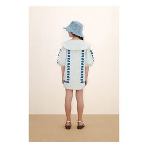 Tinycottons - Kleid mit Blumen-Oversize-Kragen | Blau