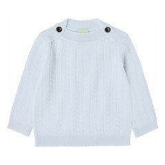 FUB - Zigzag Buttoned Sweater Fine Knit Merino Wool | Light Blue