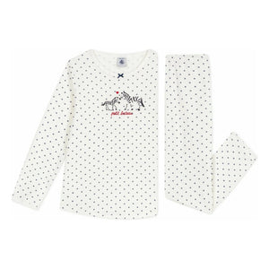 Petit Bateau - Zebra Polka Dot Organic Cotton Pajamas | White