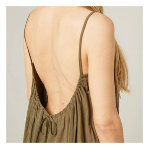 Maison Saint Julien - Palm Beach Kleid aus Baumwollgaze | Khaki
