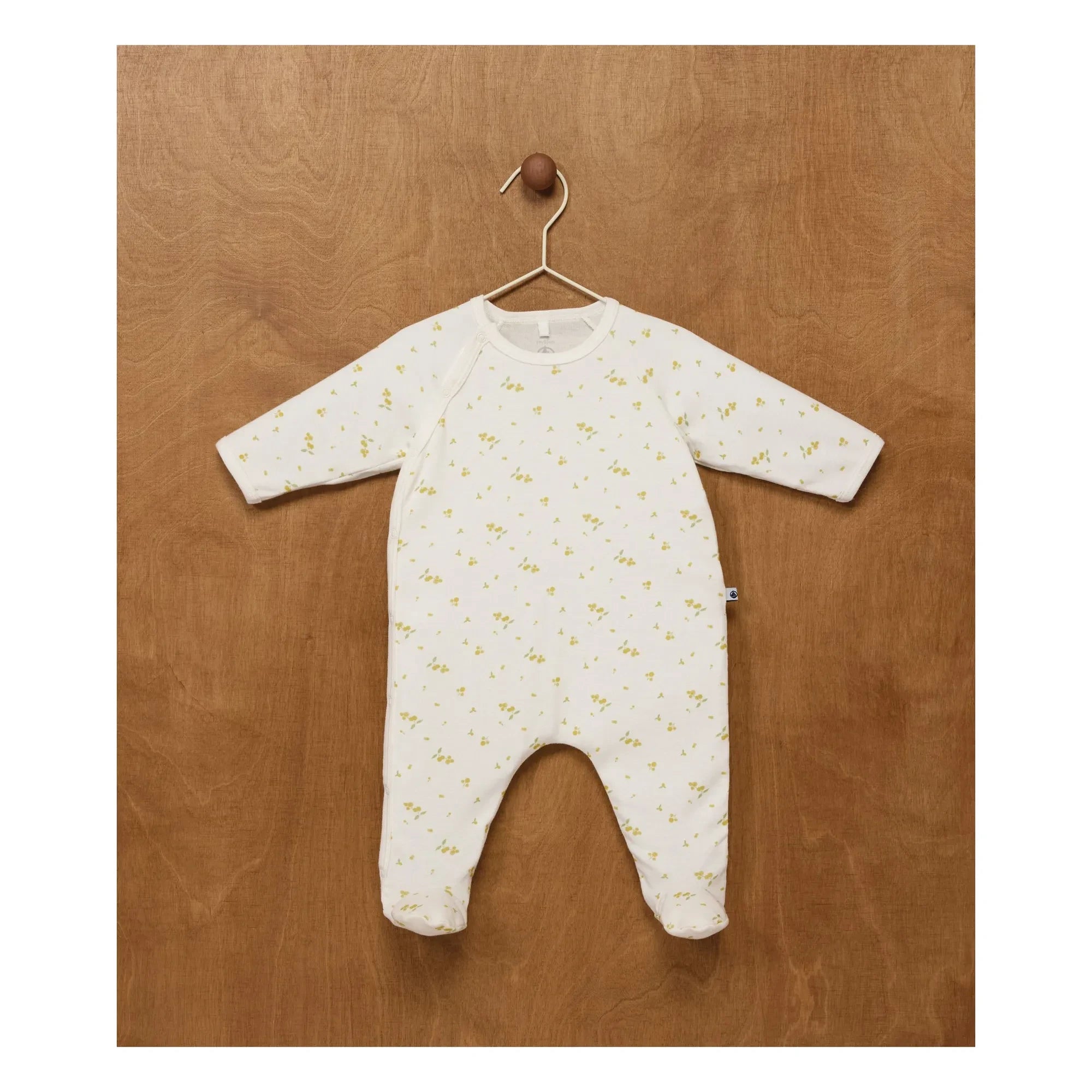 Petit Bateau - Çıtçıtlı Çiçek Desenli Organik Pamuklu Pijama | Beyaz
