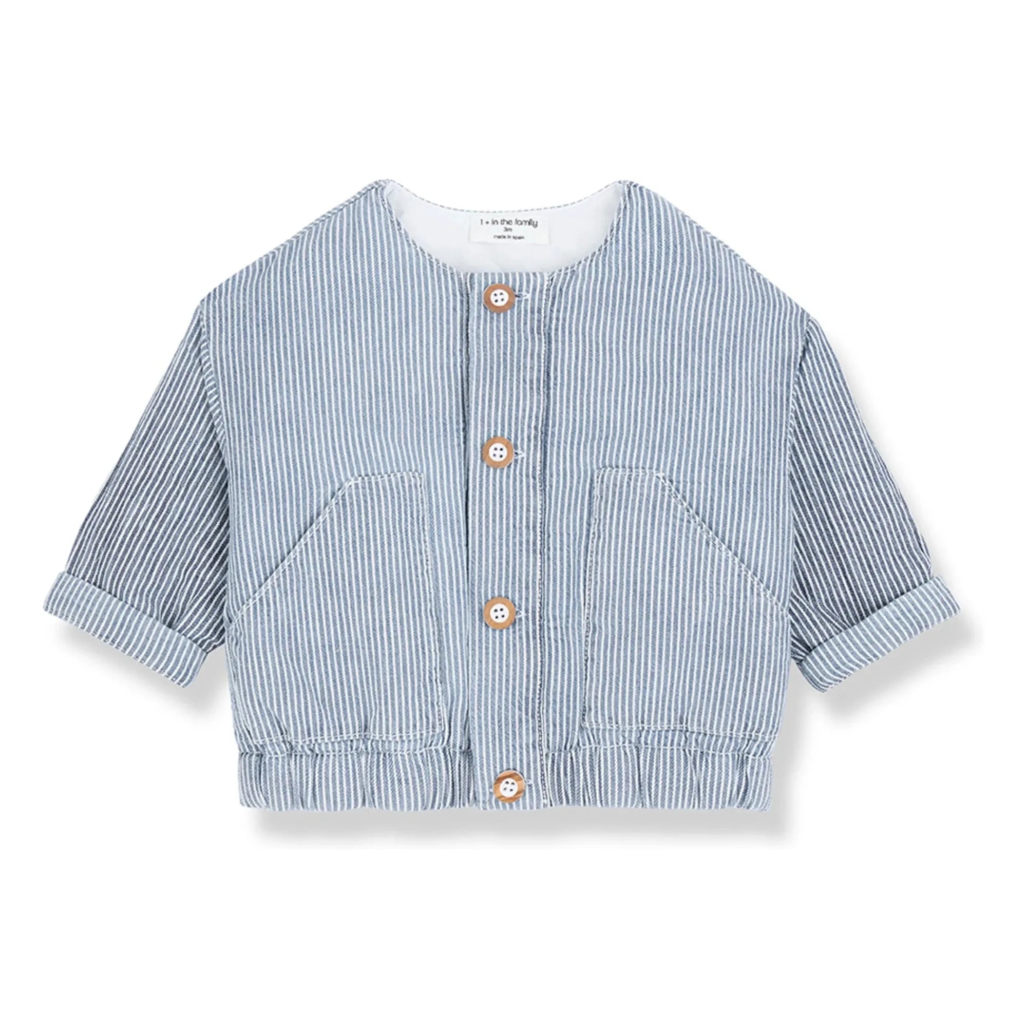 1+ in the family - Algaida Gestreifte Jeansjacke Bio-Baumwolle | Hellblau