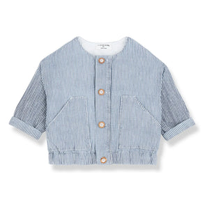 1+ in the family - Algaida Gestreifte Jeansjacke Bio-Baumwolle | Hellblau