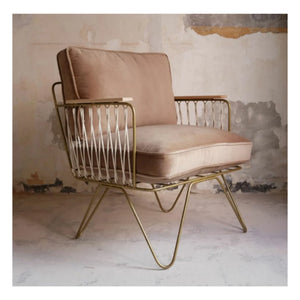 Honoré - Croisette Armchair, Matte Gold, Velvet | Latte