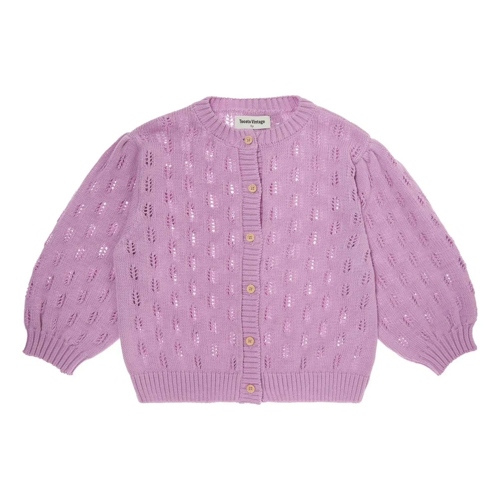 Tocoto Vintage - Çiçekli Örgü Hırka | Lila