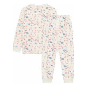 Petit Bateau - Organik pamuklu çiçek desenli pijama | Ekru