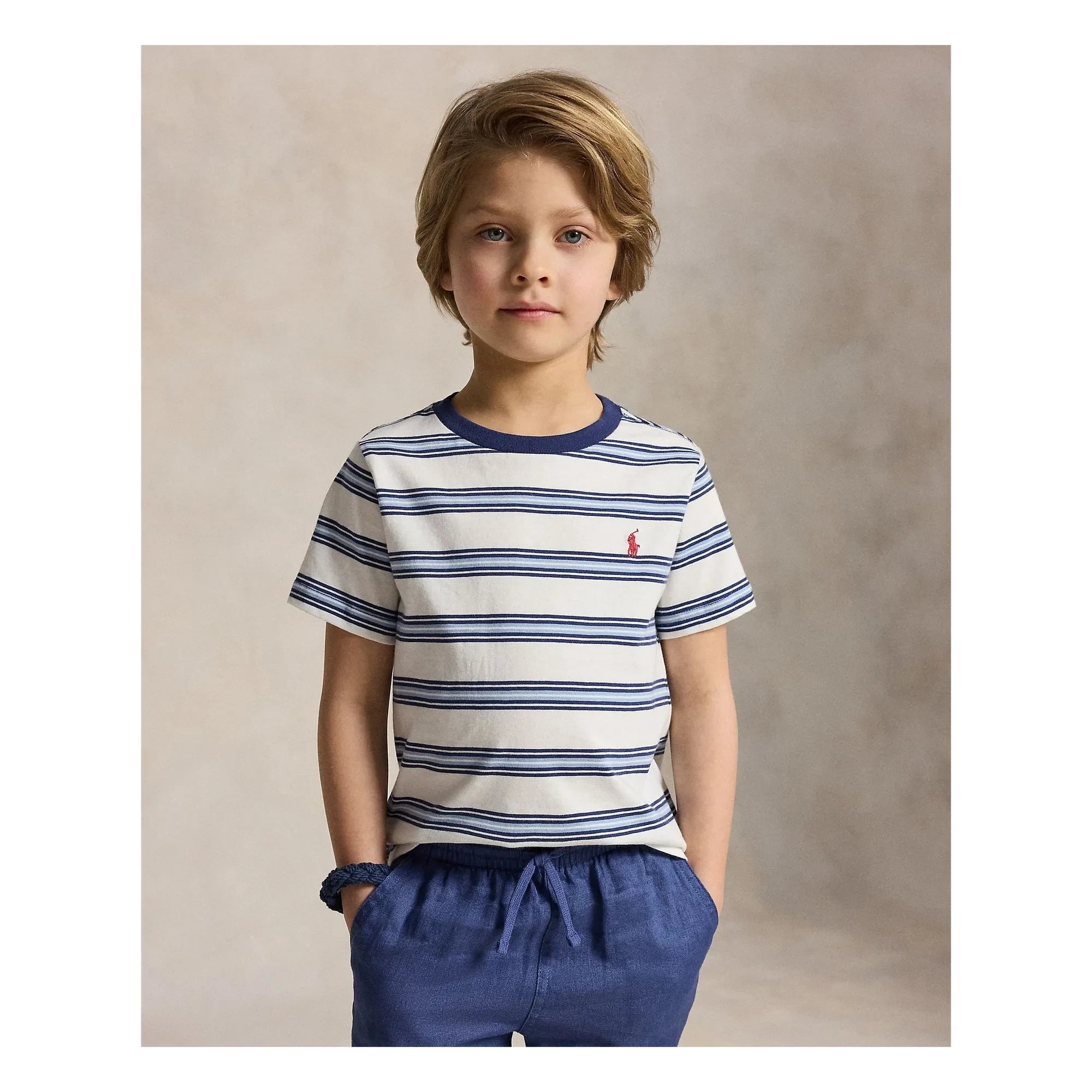 Ralph Lauren – Gestreiftes Logo-T-Shirt | Blau