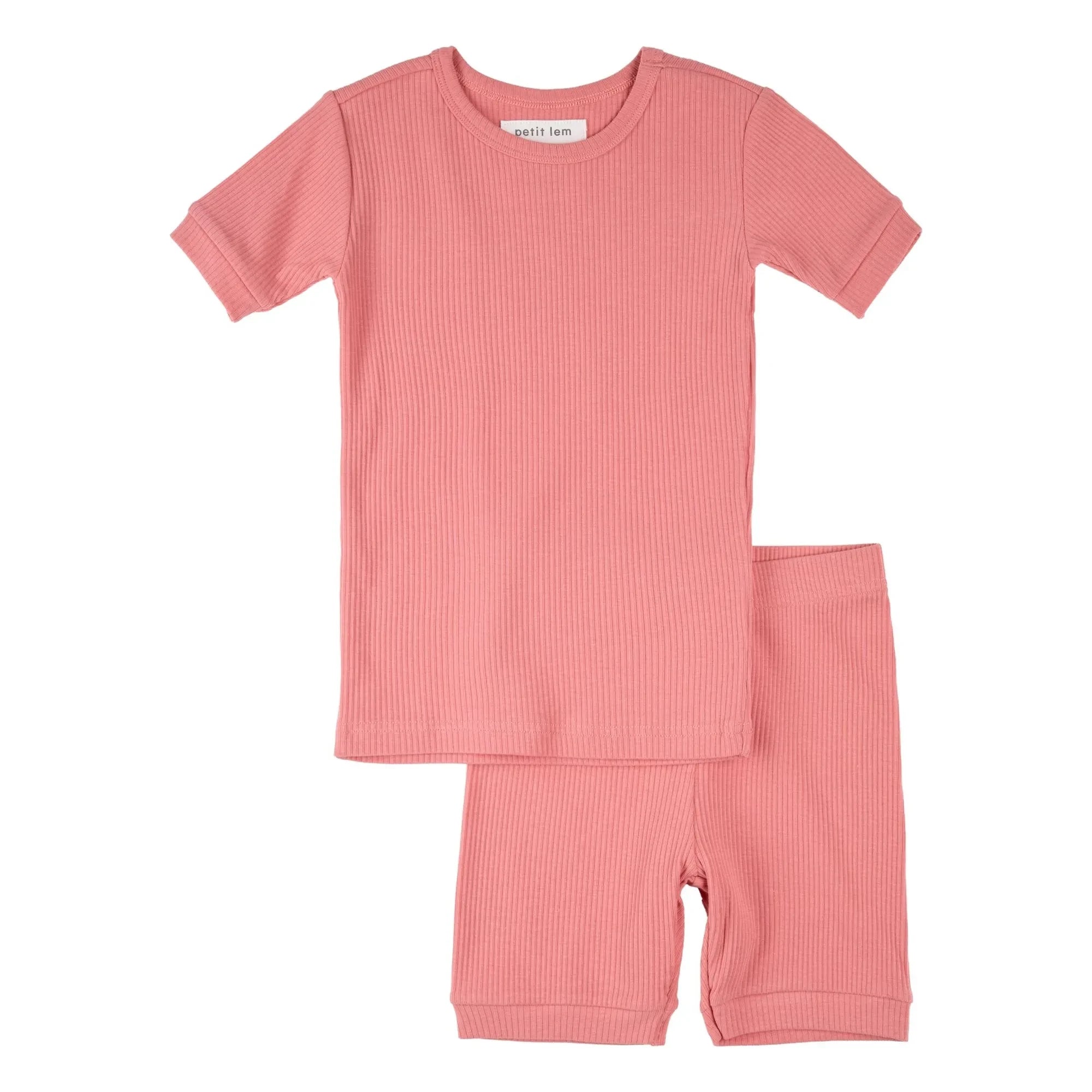 Petit Lem - Jersey Kurzer Rippstrick Bio-Baumwolle und Modal | Rosa
