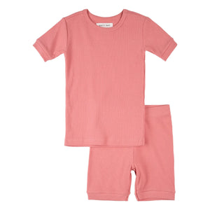 Petit Lem - Jersey Kurzer Rippstrick Bio-Baumwolle und Modal | Rosa