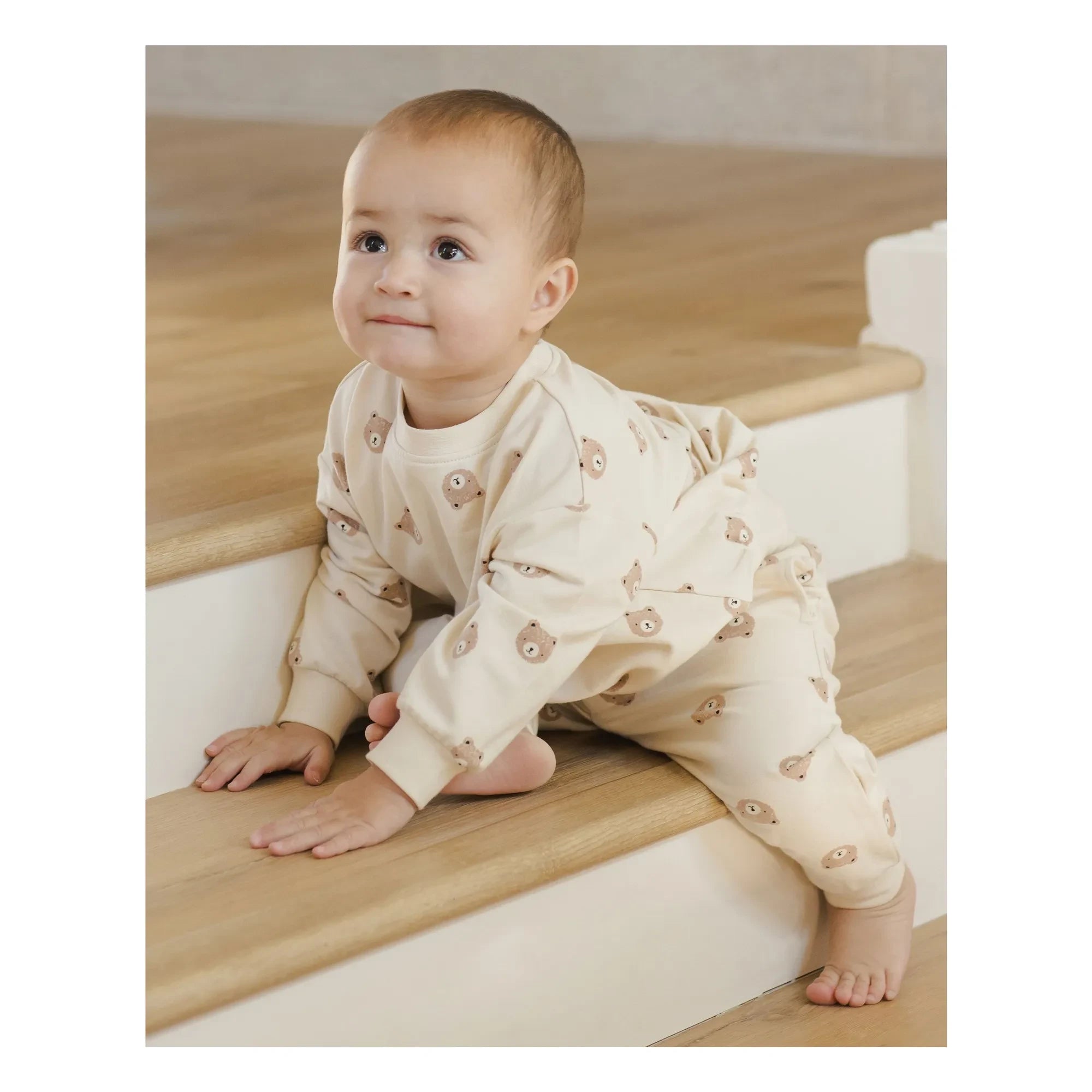 Quincy Mae - Sweatshirt aus Bio-Baumwolle mit Bärenmotiv | Ecru