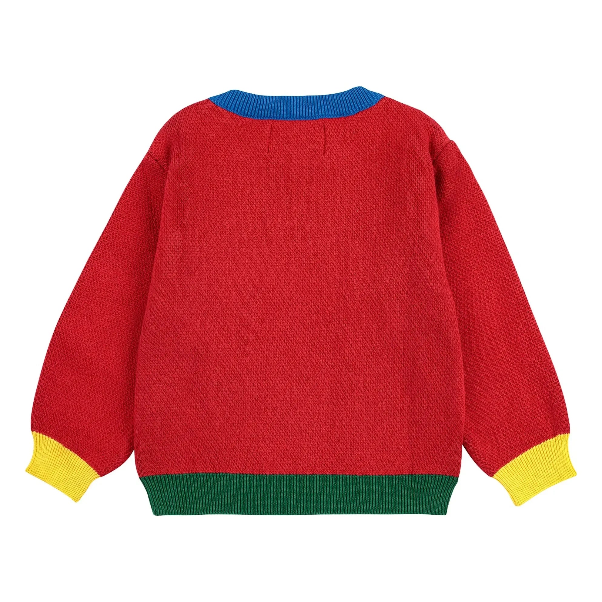 Bobo Choses - Colorblock Organik Pamuklu Köpek Kazak Bebek | Kırmızı