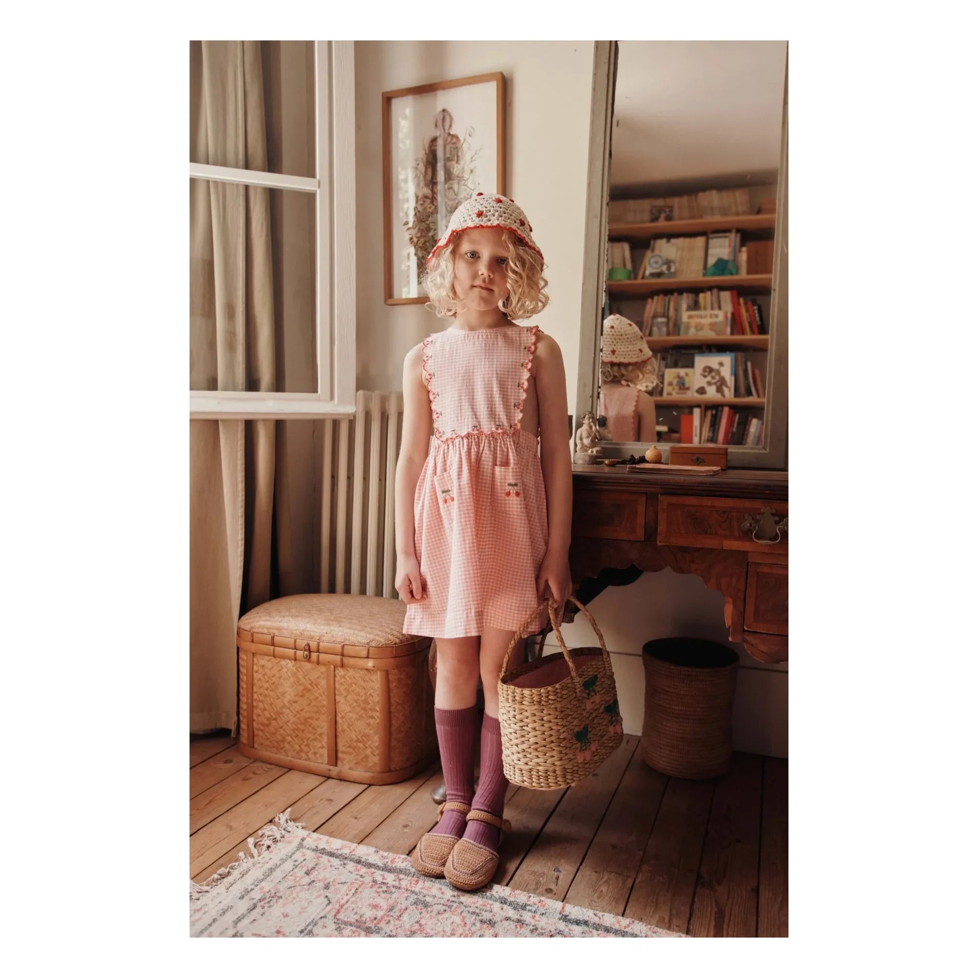 Emile et Ida - Latzkleid aus Bio-Baumwolle mit Vichy-Karo | Rosa