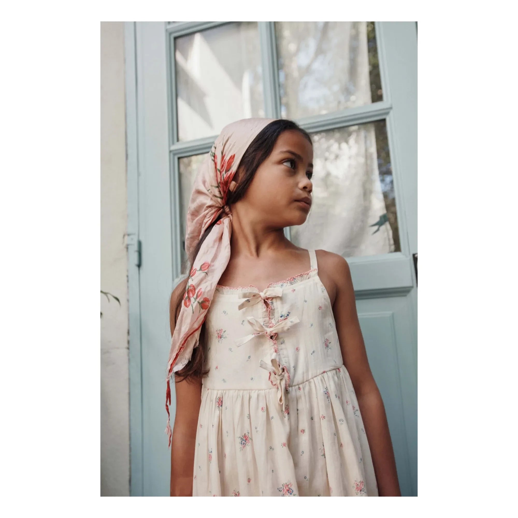 Emile et Ida – Geknotetes Kleid aus Bio-Baumwolle mit Blumenmuster | Creme