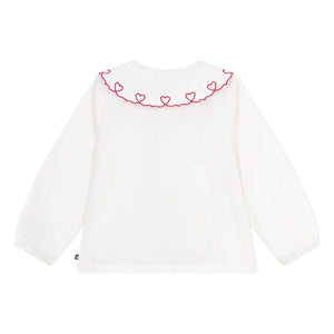 Petit Bateau - Heart-Neck Organic Cotton Blouse | White