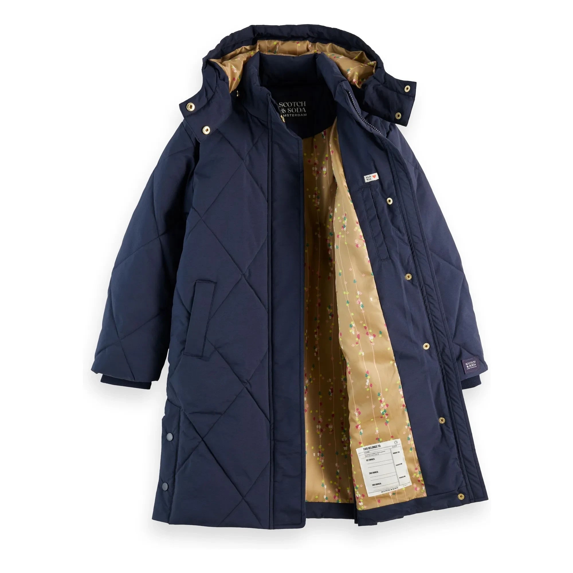 Scotch & Soda – Langer Steppmantel | Marineblau