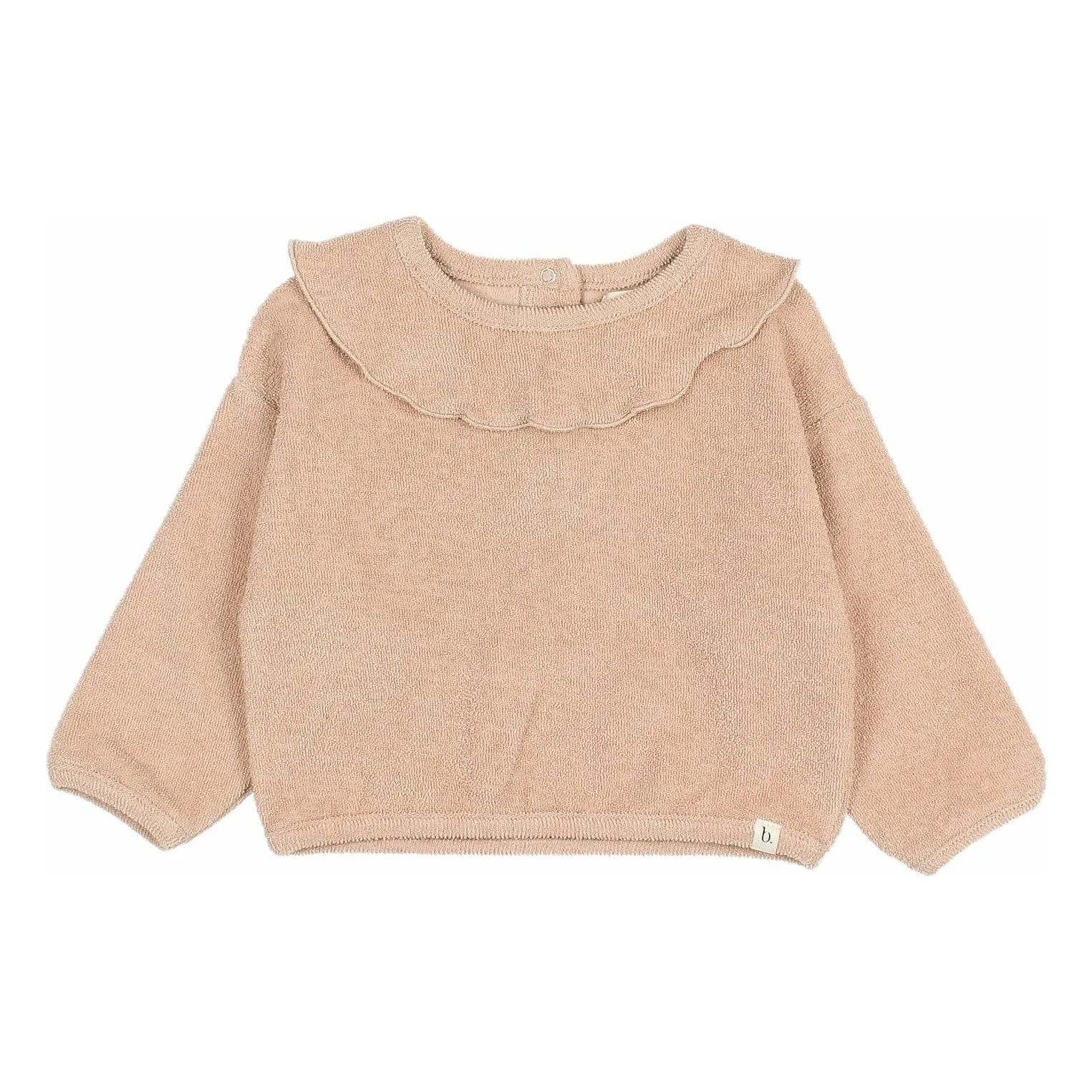 Búho - Organik Havlu Kumaş Volanlı Sweatshirt | Pembe