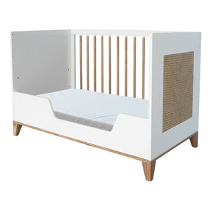 Théo - Nami Sedir ve Rattan Örgü Bebek Yatağı 60x120cm | Beyaz