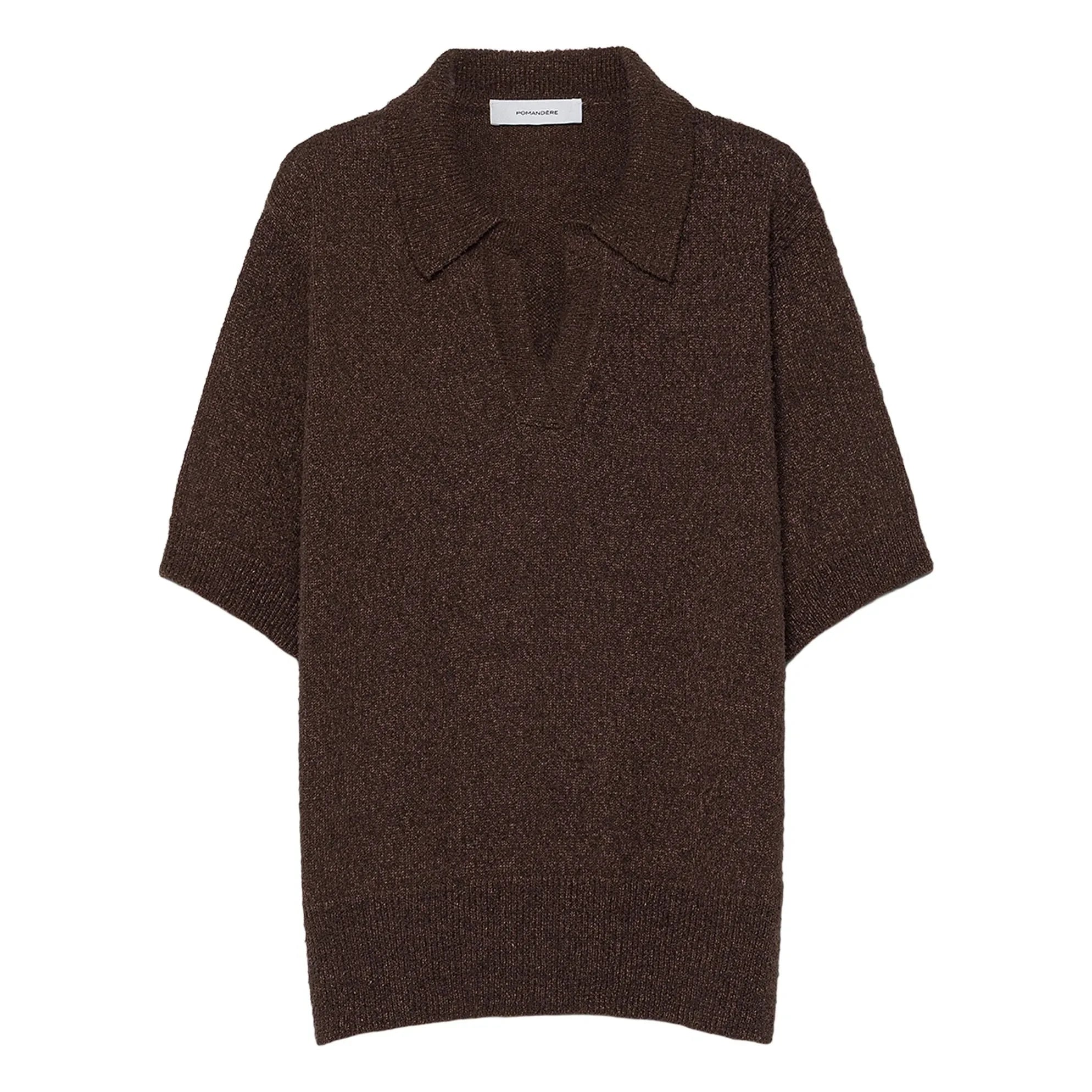 Pomandère - Polo-Pullover aus Baumwolle und Leinen | Dunkelbraun