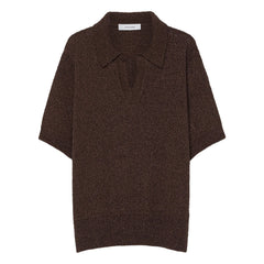 Pomandère - Polo-Pullover aus Baumwolle und Leinen | Dunkelbraun