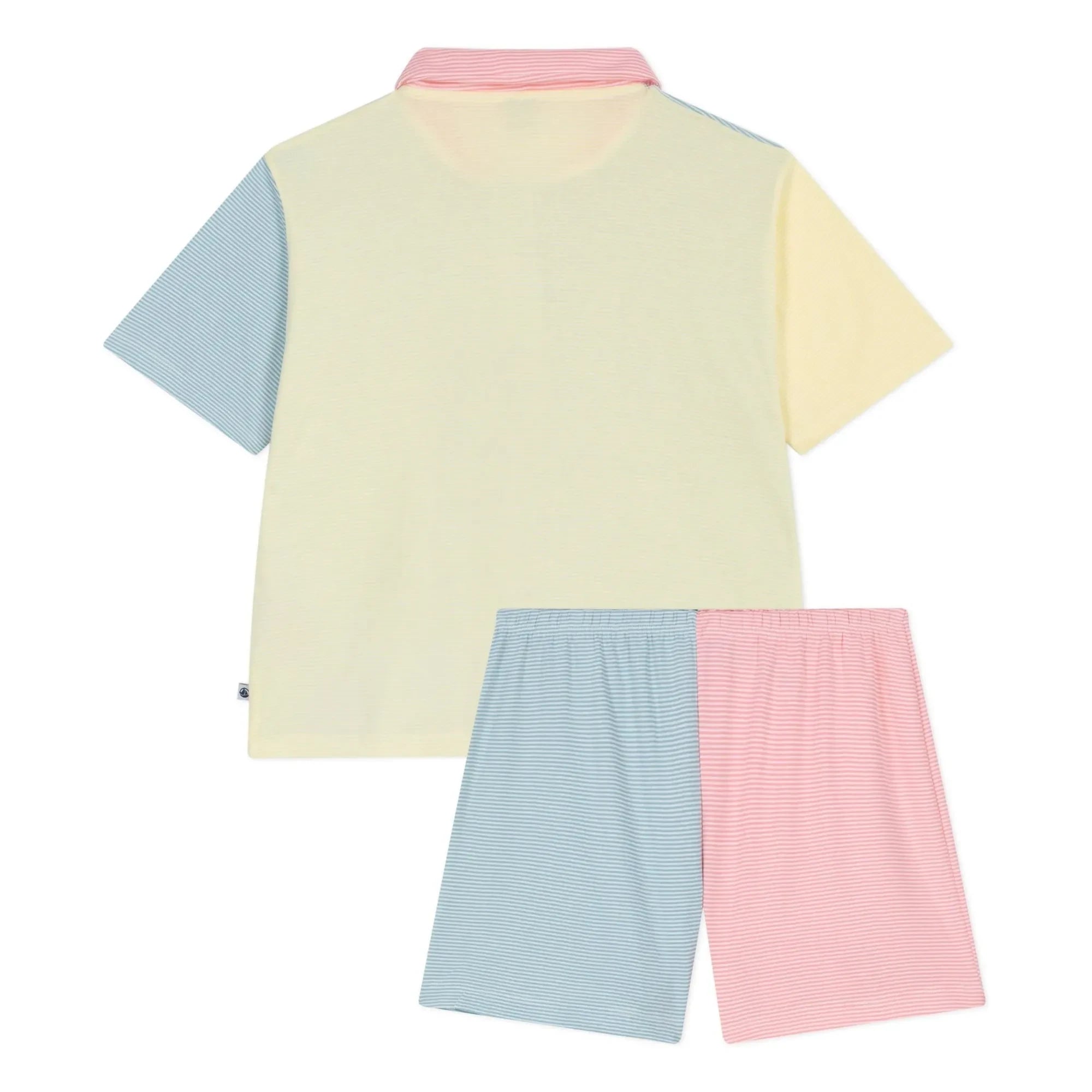 Petit Bateau - Yeşil Renk Bloklu Çizgili Kısa Pijama
