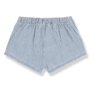 1+ in the family - Denim Deia Gestreifte Bio-Baumwollshorts | Hellblau